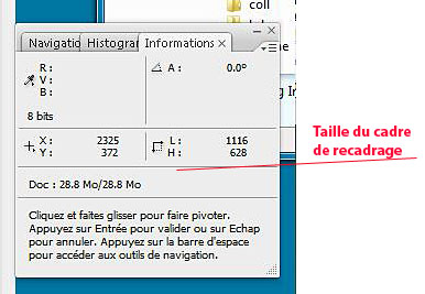Taille du recadrage. 
